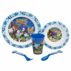 SET MICRO 5 PCS (PLATO, CUENCO, VASO 260 ML Y CUBIERTOS) SONIC