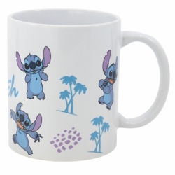 TAZA CERAMICA 325 ML EN CAJA REGALO STITCH LEAVES PATTERN