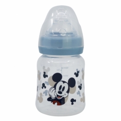 BIBERON CUELLO ANCHO 150 ML TETINA SILICONA 3 POSICIONES MICKEY MOUSE FULL OF SMILES