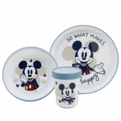 SET 3 PCS VAJILLA PREMIUM BICOLOR ANTIDESLIZANTE MICKEY MOUSE FULL OF SMILES