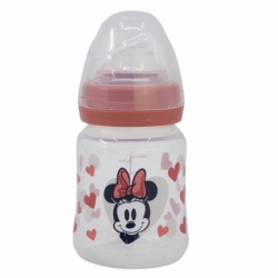 BIBERON CUELLO ANCHO 150 ML TETINA SILICONA 3 POSICIONES MINNIE MOUSE HEART FULL