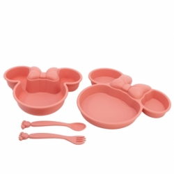 SET TODDLER 4 PCS VAJILLA PP (PLATO, CUENCO Y CUBIERTOS) EN CAJA MINNIE MOUSE HEART FULL