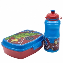 SET VUELTA AL COLE EN CAJA REGALO (BOTELLA SPORT EASY HOLD 380 ML Y SANDWICHERA RECTANGULAR) AVENGERS HERALDIC ARMY