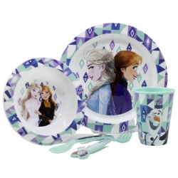 SET MICRO 5 PCS (PLATO, CUENCO, VASO 260 ML Y CUBIERTOS) FROZEN ICE MAGIC