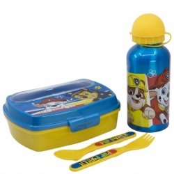 SET URBAN VUELTA AL COLE 4 PCS (BOTELLA ALUMINIO 400 ML Y SANDWICHERA CON CUBIERTOS) PAW PATROL PUP POWER