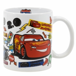 TAZA CERAMICA SB 325 ML EN CAJA CARS STICKERS