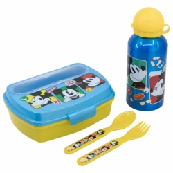 SET URBAN VUELTA AL COLE 4 PCS (BOTELLA ALUMINIO 400 ML Y SANDWICHERA CON CUBIERTOS) MICKEY MOUSE FUN-TASTIC