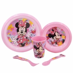 SET EASY 5 PCS (PLATO, CUENCO, VASO 260 ML Y CUBIERTOS) EN ESTUCHE MINNIE MOUSE SPRING LOOK